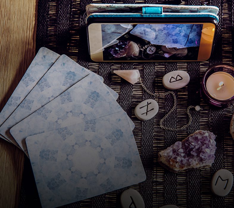 Divination tools on a table display