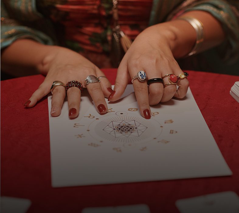 Mystical reading with decorated hands